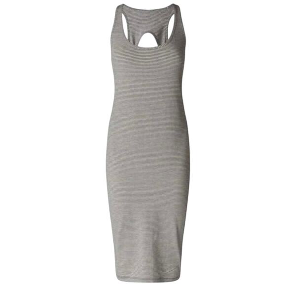 Lululemon Go For It Dress Womens 10 Gray Hyper Stripe Racerback Bodycon Athleisu - Picture 3 of 7